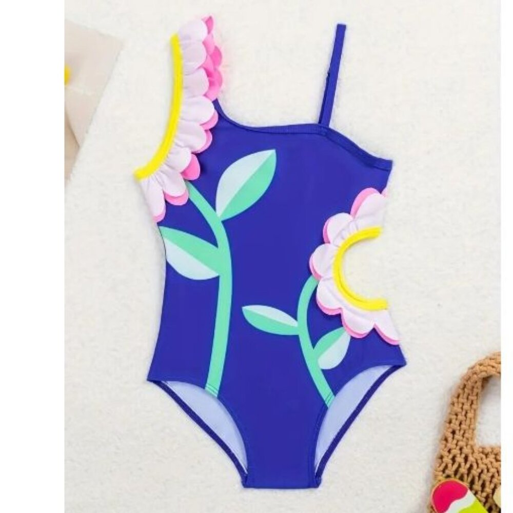 Girls Daisy Ruffle One Piece Swimsuit Bathing Suit